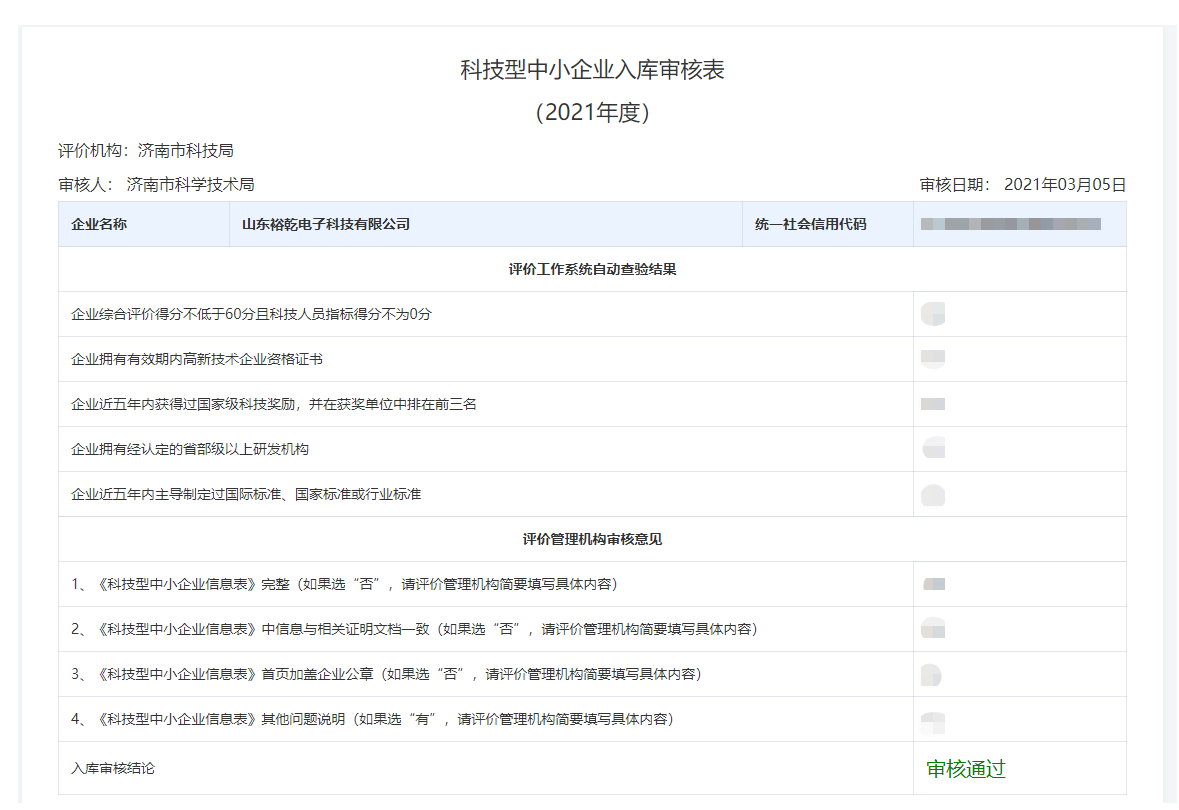 山東裕乾電子科技有限公司入庫山東省科技型中小企業(yè)名單！(圖2)